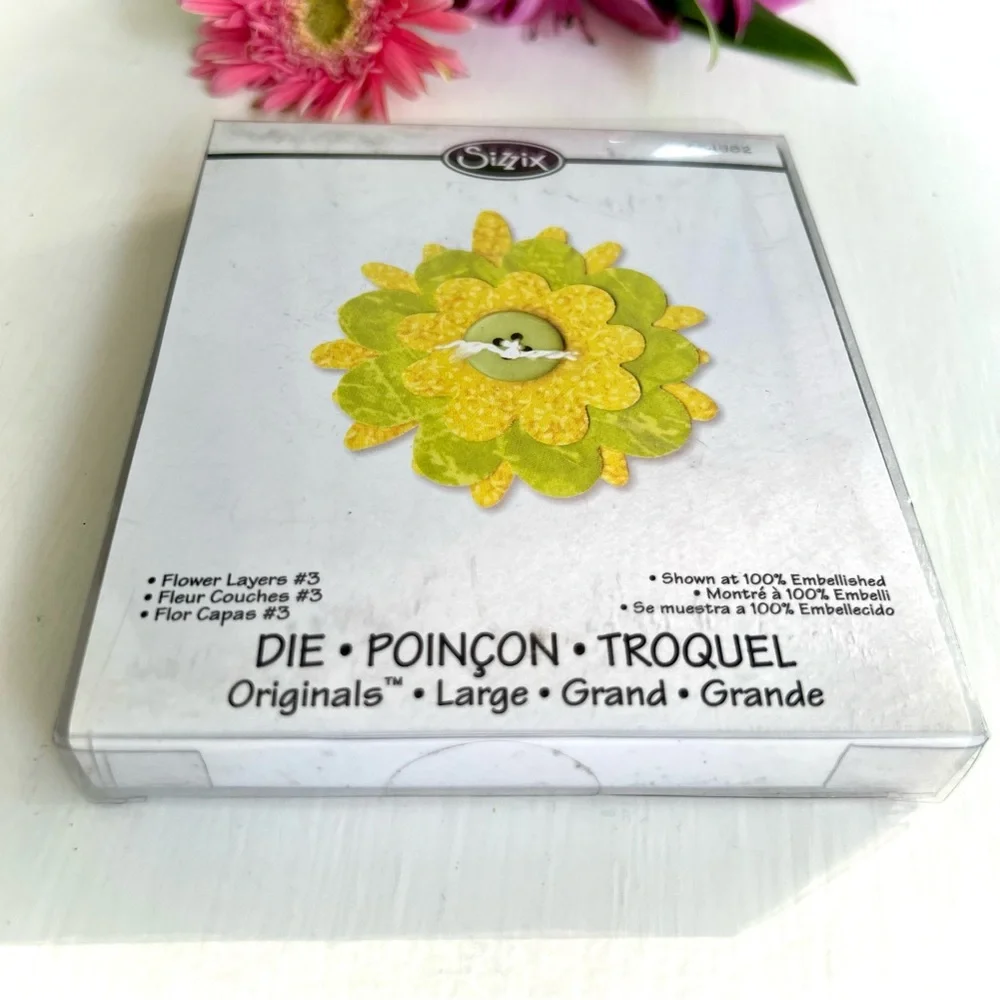 NEW Sizzix Flower Layers Die Cut 3 Paper Crafts Card Design DIY Art Projects